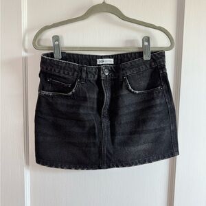 Zara TRF Black denim mini skirt